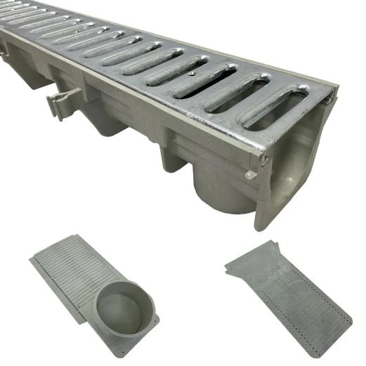 Dura Slope Trench Drain Kits with DS-221 Galvanized Slotted Grates
