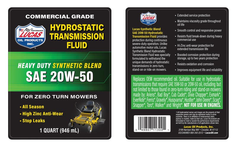 Lucus 17212 Lawn Mower Hydrostatic Transmission Fluid 20W-50 32 oz.