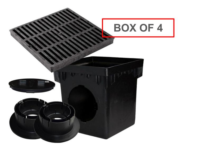 NDS 1200BLKIT - (Box of 4) 12" Pro-Series Black Catch Basin / Grate Kit