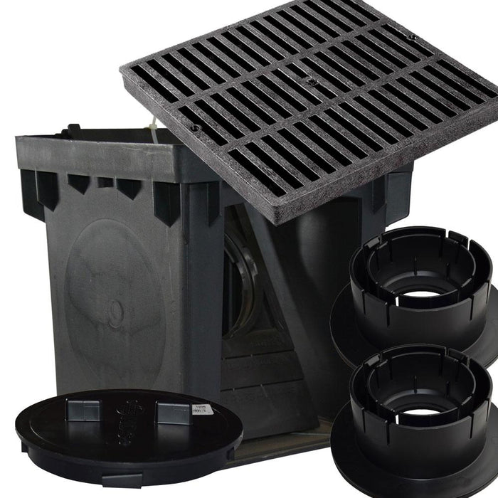 NDS 12" Adjustable Catch Basin Bundle with Black Grate