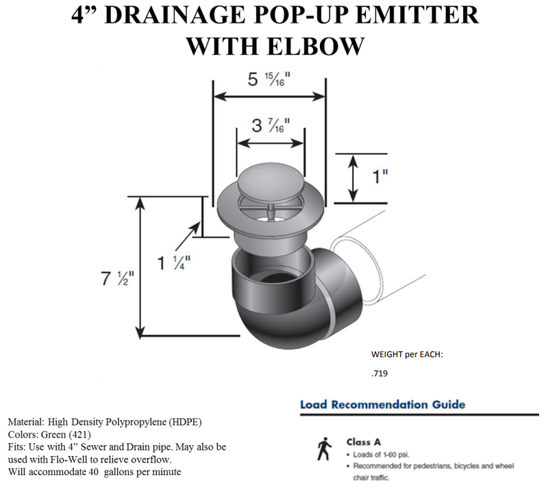 NDS 421 - 4" Pop-Up Drainage Emitter With Elbow