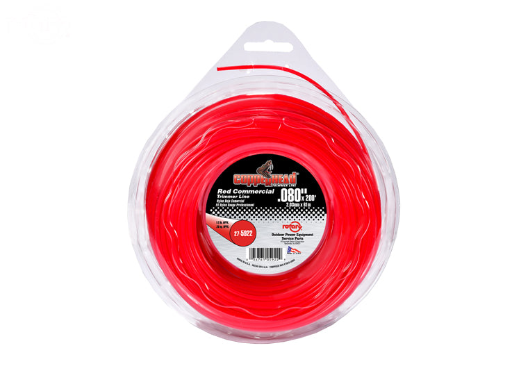 Copperhead 5922 Red Commercial Trimmer Line .080" 1/2 LB Donut | 200'