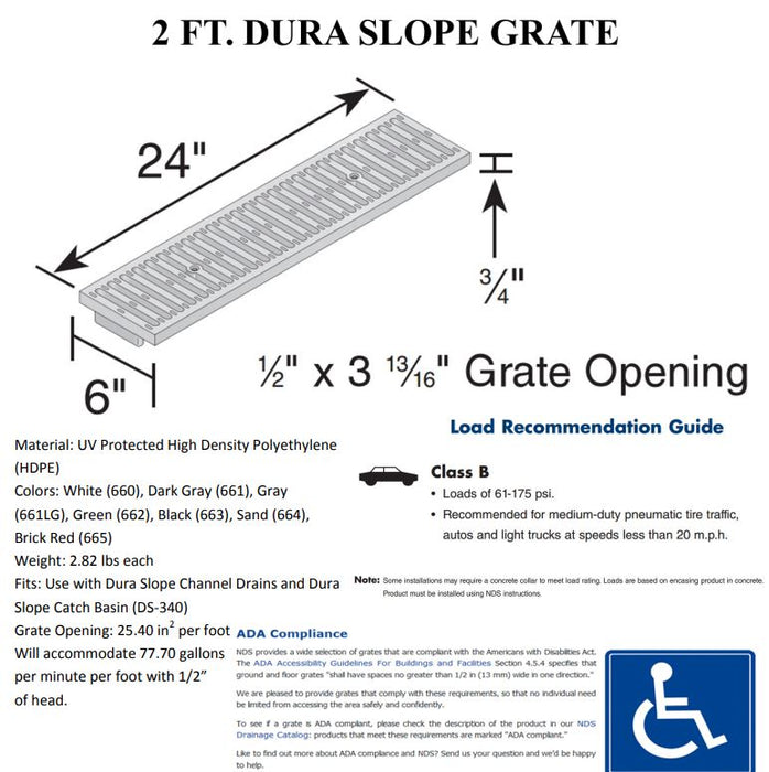 NDS 660 - Dura Slope Channel Grate, White