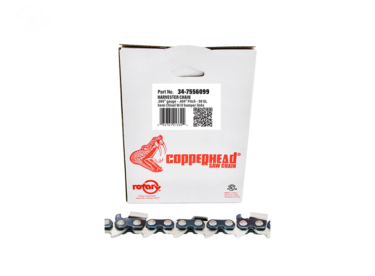 Copperhead 7556099 Harvester Saw Chain .404" pitch, .080" gauge, semi chisel without bumper link, 99 drive links