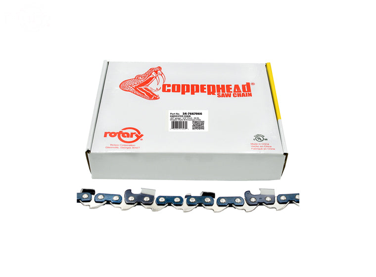 Copperhead 7667066 Harvester Saw Chain 3/4" pitch, .122" gauge, Chipper style without bumper link, 66 drive links