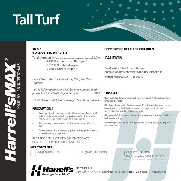Harrell's MAX 30-0-0 Fertilizer with 65% Slow Release Nitrogen 2-1/2 Gallon Bottle