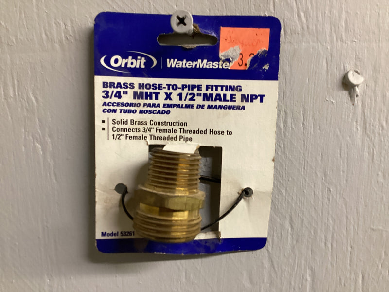 Brass Nipple 3/4 mhtx1/2 mpt #53261