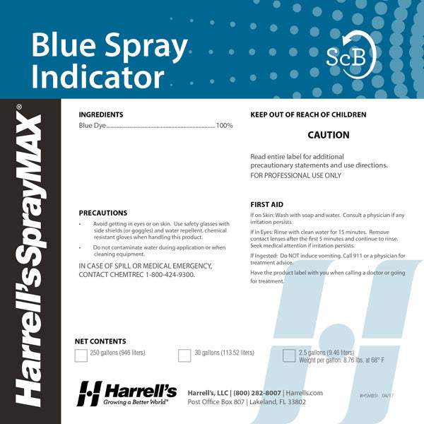 Harrell's HSMBSI Blue Spray Indicator 2.5 Gallon