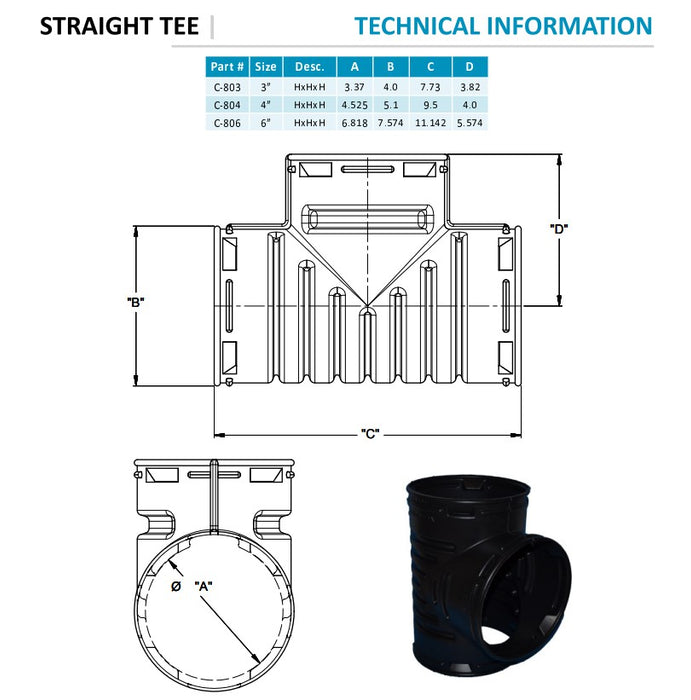 Normandy C806 Corrugated 6" Tee