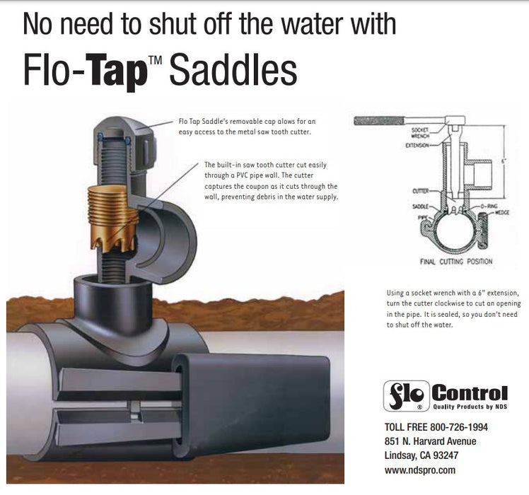 NDS 3225 - Flo-Tap Hot / Wet Tap 2-1/2Inch (for 1-1/2 & 2 Inch Service Lines)