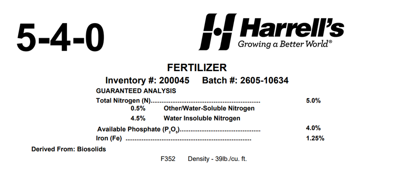 Harrell's 5-4-0 HouActinite 100% Bio 1.25% FE Fertizer 50 lb.