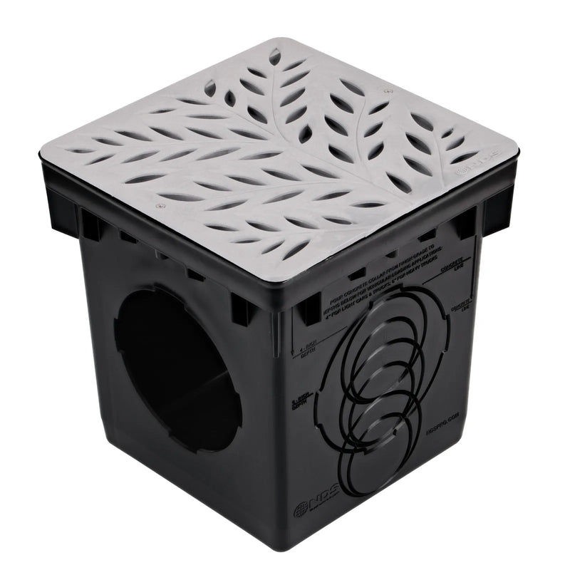 NDS 1218GY - 12" Botanical Gray Grate for 12" Catch Basins & Adapters