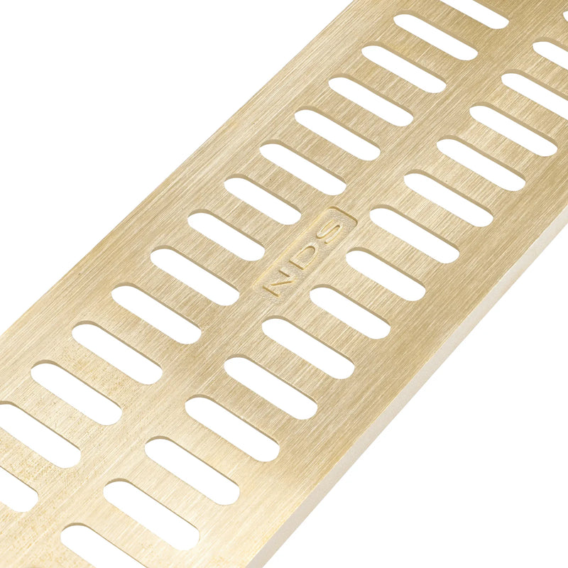 NDS 552B - Mini™ Channel Drain Grate, 2-13/16 in. wide X 1 ft. long, Satin Brass