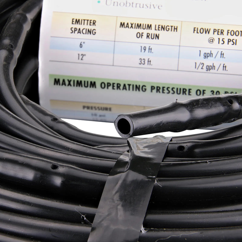 NDS SFJR-BL-12-01 Dura Flo™ JR Dripline 0.5 GPH Non-Pressure Compensating Emitters, 12 in. Spacing, Black Polyethylene, 100 ft.
