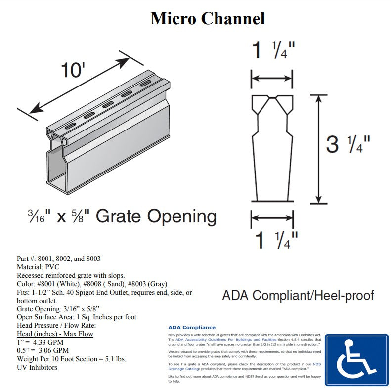 NDS 8001-5 - Micro Channel 5' (60"), White