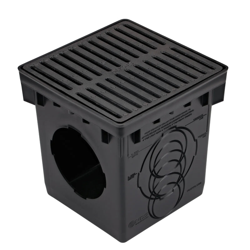 NDS 1213 - 12" Square Cast Iron Grate for 12" Catch Basins & Adapters