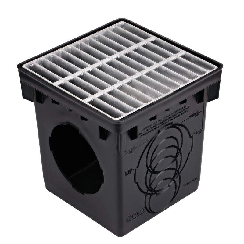 NDS 1215 - 12" Square Catch Basin Grate, Galvanized Steel