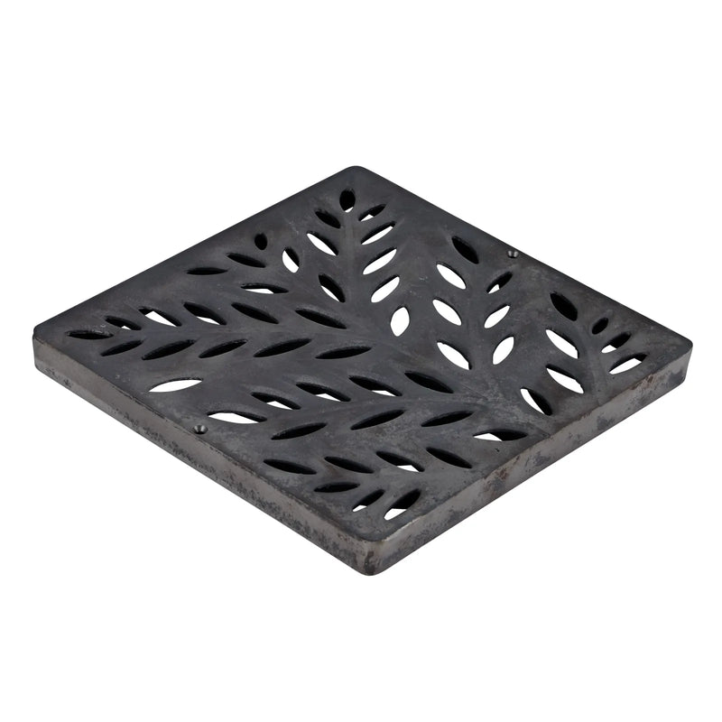NDS 1218CI - 12" Botanical Cast Iron Grate for 12" Catch Basins & Adapter
