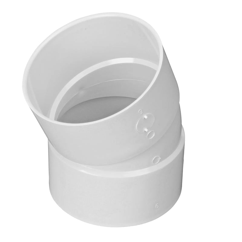 NDS 6P04 PVC S&D 22.5° Elbow, 6 in. Hub X Hub