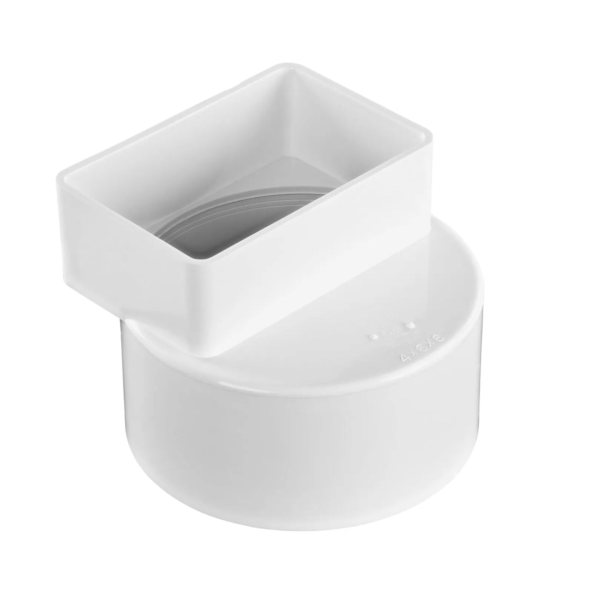 PVC Offset Downspout Adapter, 4X6 in. Downspout X 6 in. S&D Hub