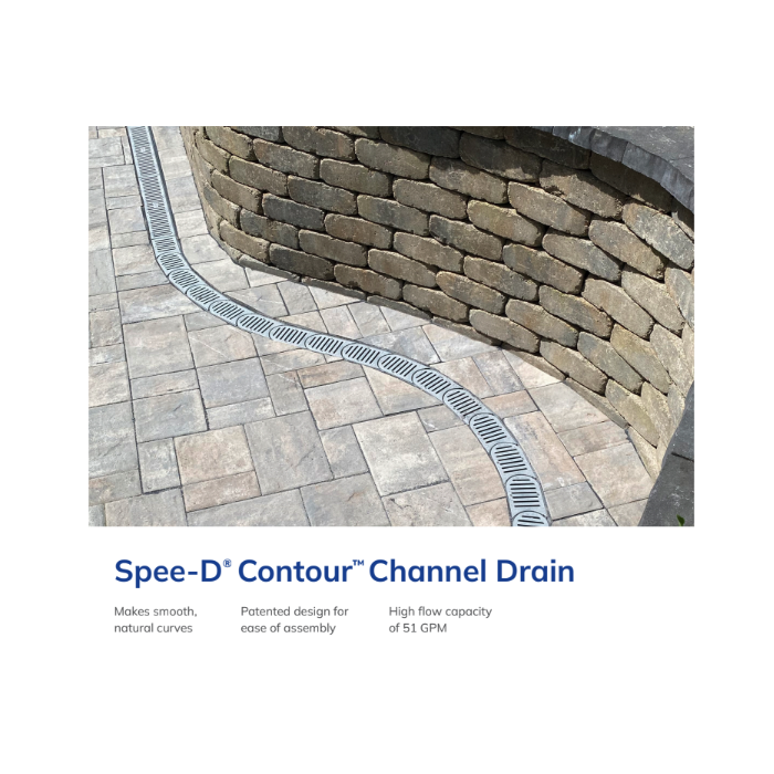 NDS Spee-D Contour Middle Section Channel Drain and Gray Grate