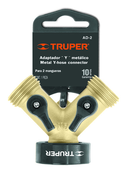 Truper 10375 Brass Y Connector with Shut Off
