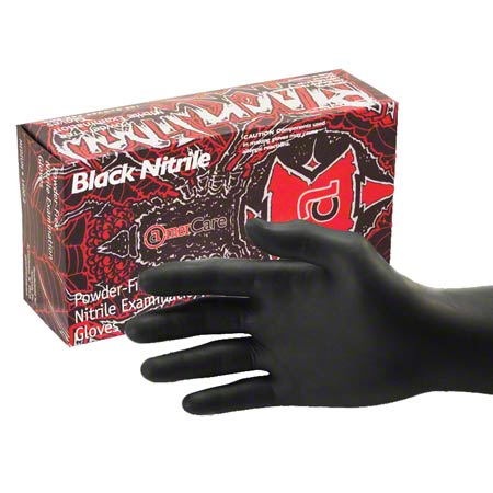 AmerCare Black Nitrile Exam Glove MED 100/bx