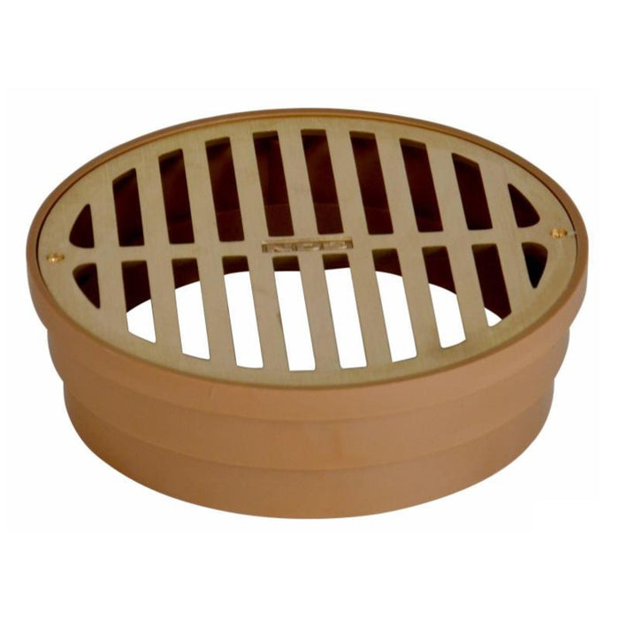 NDS 918B - 6" Satin Brass Round Grate with Styrene Collar