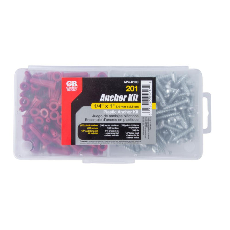 Gardner Bender AP4-K100 Plastic Conical Anchor 1/4 x 1 - 100 pcs