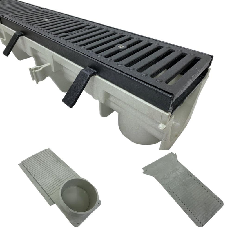 NDS 6" Wide Dura Slope Kit with Heavy Duty Frame and DS-232 Ductile Iron Slotted Grates
