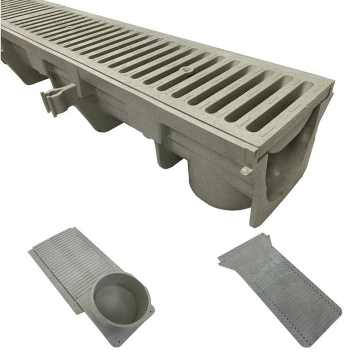 NDS Dura Slope Kit with 661LG Light Gray HDPE Slotted Grate