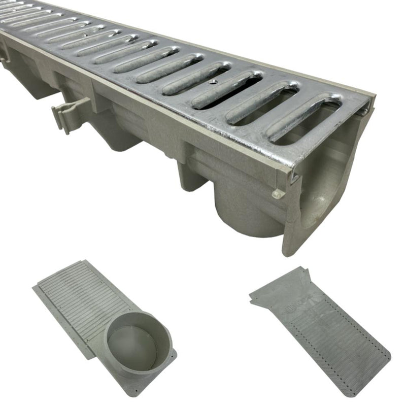 NDS 6" Wide Dura Slope Kits with DS-221 Galvanized Slotted Grates