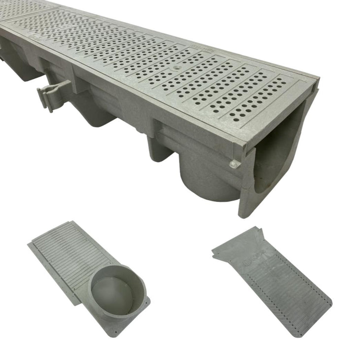 NDS Dura Slope Kit with DS-670 Light Gray HDPE Pedestrian Grate